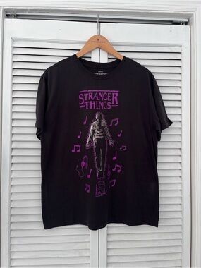 Netflix Stranger Things Black Tee with Purple Graphic